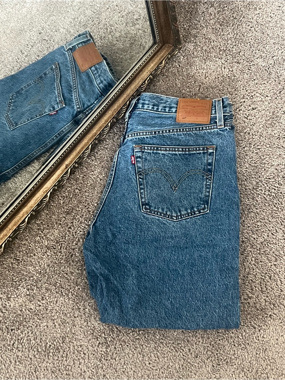 Levi's Men's Blue Denim Jeans with Brown Leather Patch